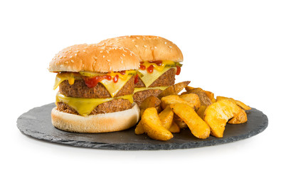 Menú de hamburguesa con patatas