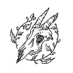 Deer head fire illustration