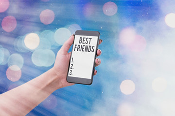 Word writing text Best Friends. Business photo showcasing A an individual you value above other an...