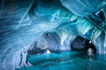 The Marble Caves (Spanish: Cuevas de Marmol ), a series of naturally sculpted caves in the General...