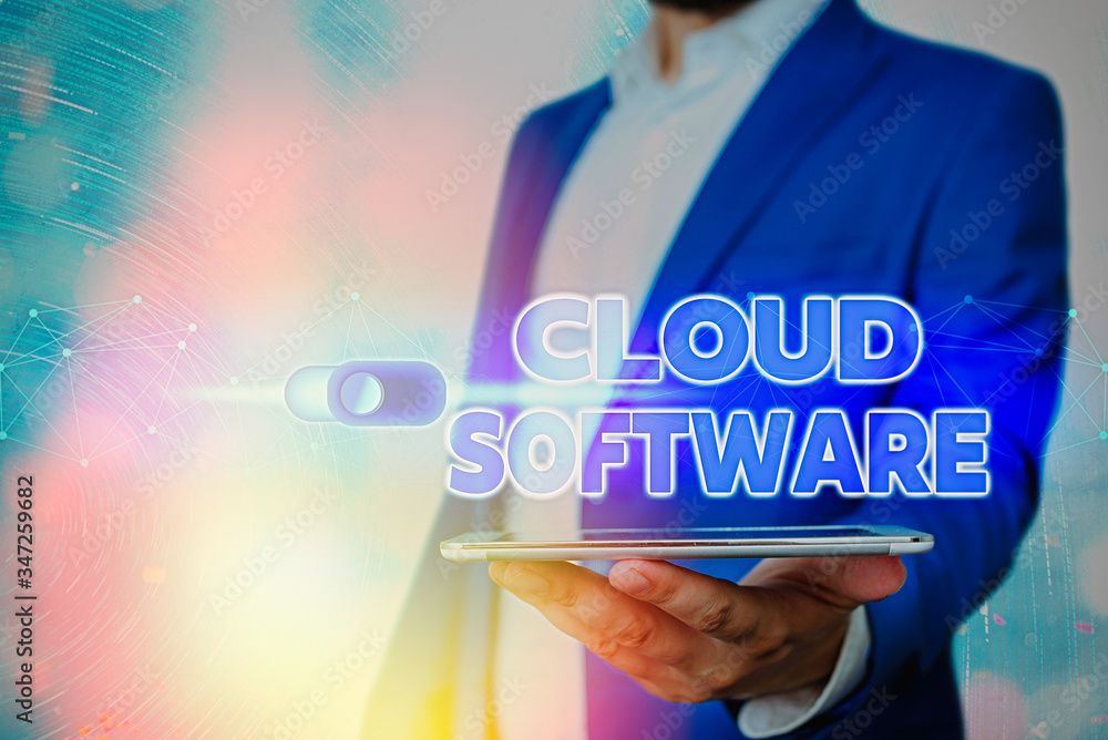 Poster handwriting text cloud software. conceptual photo programs used in storing accessing data over the i