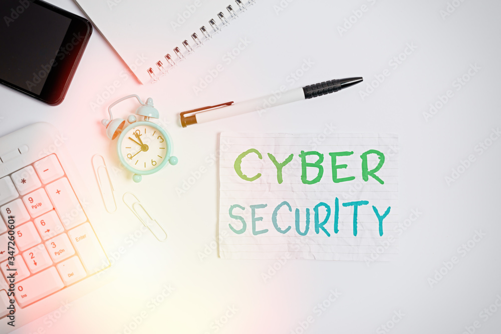Poster handwriting text writing cyber security. conceptual photo protect a computer system against unauthor