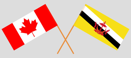 Crossed flags of Brunei and Canada