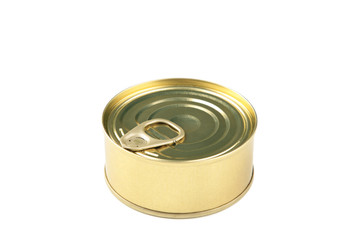Closed Tin can on isolated white background.