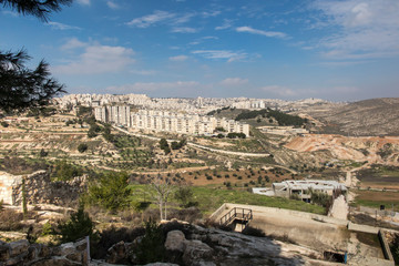 Panorama from Shepherd's field, Beit Sahour, east of Bethlehem,
