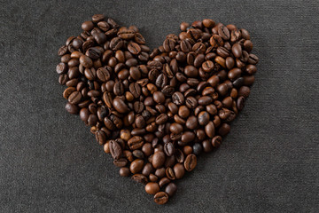 heart of coffee beans