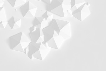White pentagonal abstract solids background - chaotic pattern.
