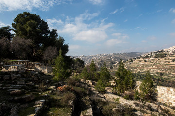 Panorama from Shepherd's field, Beit Sahour, east of Bethlehem,