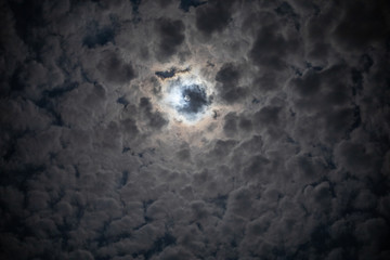 Obraz na płótnie Canvas Cloudy sky with the moon in the center