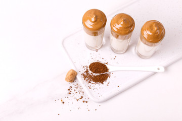 dalgona coffee cocktail liquor. trendy South Korean cold drink