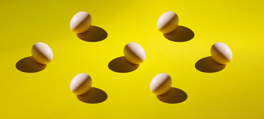 eggs background . pattern eggs  on yellow background