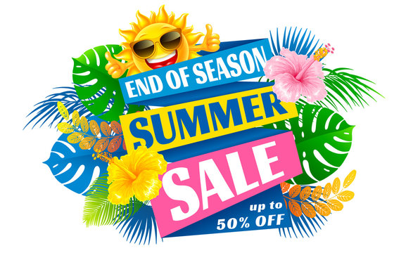 Summer Sale End Of Season Advertising Banner Design Vector