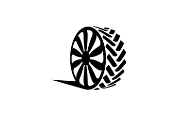Car wheel in black and white