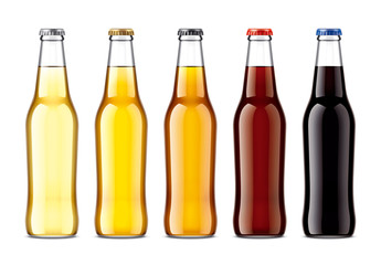 Set Glass Bottles with Beer. 