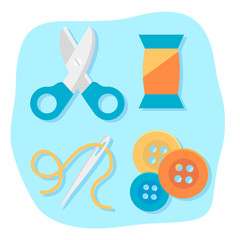 Sewing tools icons vector illustration.