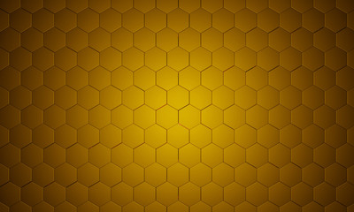 Abstract golden hexagonal background. Futuristic technology concept. 3d render illustration. Hex geometry pattern.