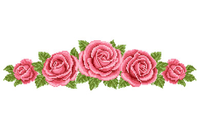 bouquet of the pink roses, embroider