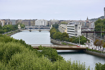 Fototapeta premium San Sebastian, Spain; 6-17-2019; view of the city, the river and its walks
