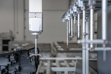 modern device for accurate 3D measurement of the product and casting. Production automation. Program industry 4.0