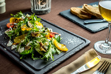 Grilled vegetables,salad, green lettuce and leaves