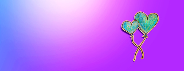 Appreciation theme with craft heart drawings - flat lay