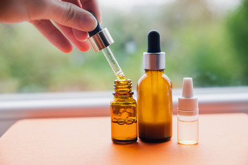 Bottle of natural oil serum