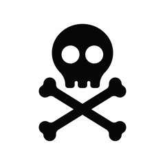 Vector black skull and crossbones. Isolated on white background.