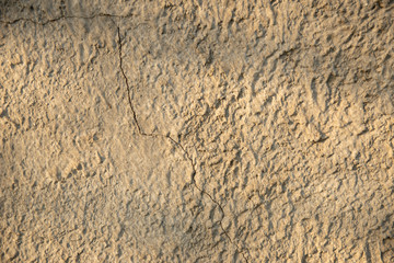 Top view of the sandy beach. Background with copy space and visible sand texture. crack on sand