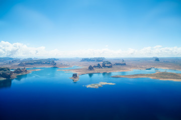 Lake Powell panoramic view from above, man-made reservoir on the Colorado River