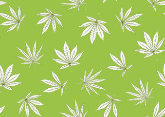 Cannabis leaves seamless pattern, background. Vector illustration in green colors.