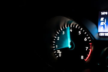 Close up of car speed meter