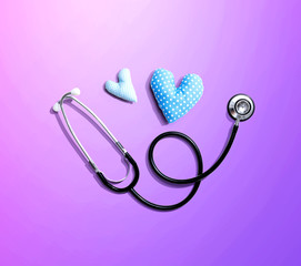 Medical worker appreciation theme with hearts and a stethoscope