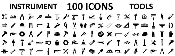 Instrument icons set. Construction tool icon collection – stock vector - obrazy, fototapety, plakaty