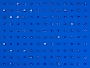 Fototapeta na wymiar 3d render of blue geometry shapes and forms on blue background. MInimalistic abstract background or backdrop