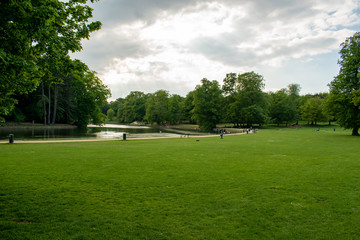 Obraz premium Lake in cambre forest in Brussels, Belgium