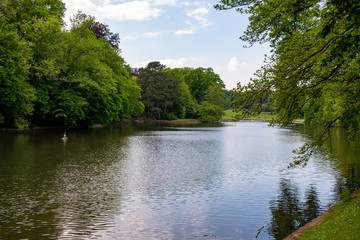 Lake in cambre forest in Brussels, Belgium