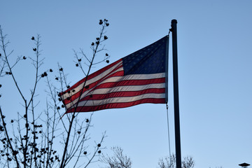 American flag flowing in the wind 