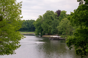 Fototapeta premium Lake in cambre forest in Brussels, Belgium