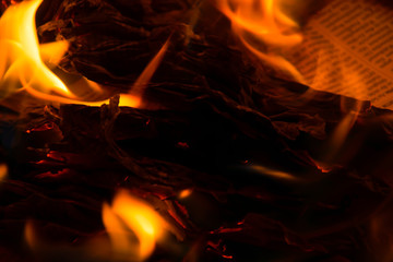 close up of a burning paper 