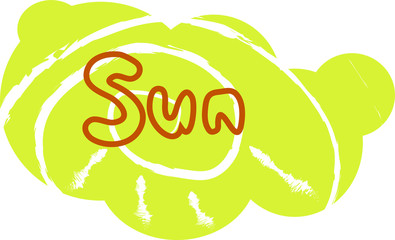 Sun label on the yellow background with ornament. hand draw stickers. Vector