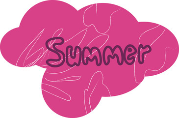 Summer label banner with ornament background and text. Pink cloud texture sticker .Vector stock.