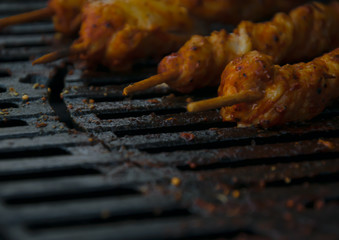 Juicy fresh pork on a grill 