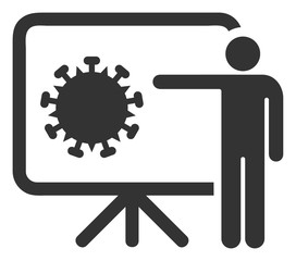 Vector coronavirus lecture flat icon. Vector pictograph style is a flat symbol coronavirus lecture icon on a white background.