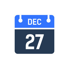 Calendar Date Icon - December 27 Vector Graphic