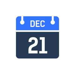 Calendar Date Icon - December 21 Vector Graphic