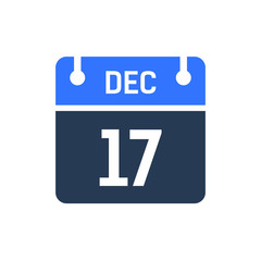 Calendar Date Icon - December 17 Vector Graphic