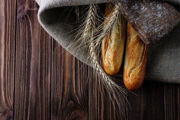 baguettes on a wooden table
