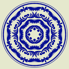 Decorative pattern. Oriental vintage round motif. The ornament. Abstract texture designs can be used for backgrounds, textile, wallpapers, gift wrapping, templates, shawl and ceramic tiles. Vector.