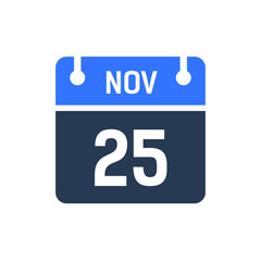 Calendar Date Icon - November 25 Vector Graphic