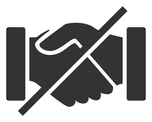 Vector no handshakes flat icon. Vector pictogram style is a flat symbol no handshakes icon on a white background.
